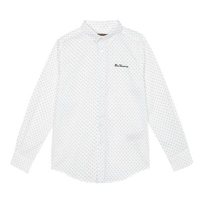 Boys' white polka dot print shirt